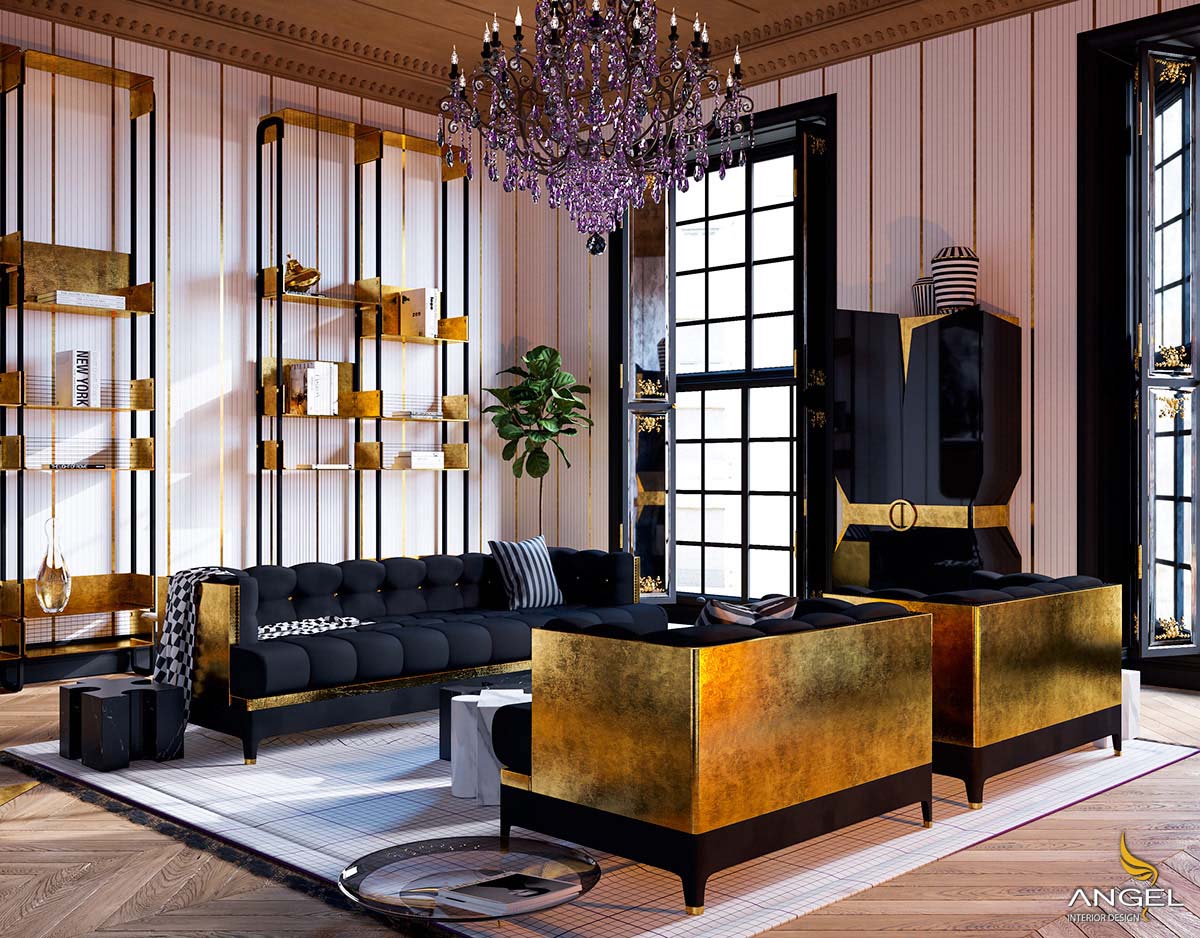 Sự sang trọng trong thiết kế nội thất lấy điểm nhấn bằng vàng