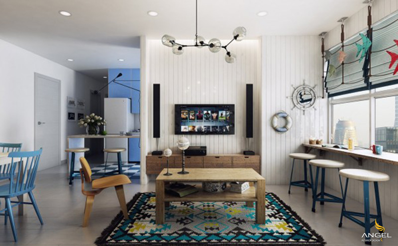 Scandinavian Interior Design With 2 Bedrooms Is Colorful
